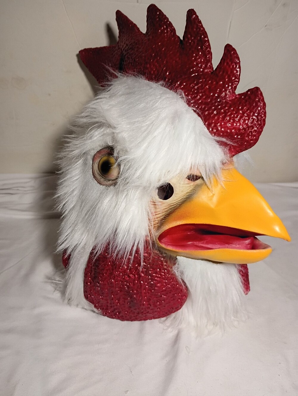 Hotline Miami Richard Rooster Mask - White Latex Chicken Costume Fur